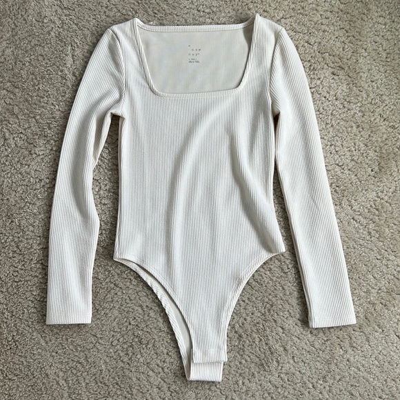 A New Day Cream Ribbed Square Neck Bodysuit - XS - Picture 1 of 4